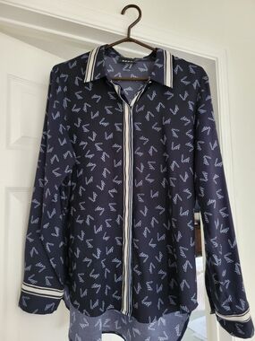 DKNY Navy Blue Shirt with Light Blue Script